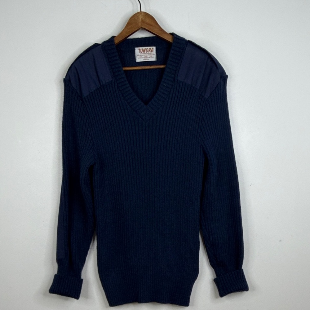 Vintage Tundra Sweater Womens XL Navy Blue Wool Military Land Girl Utility 90s